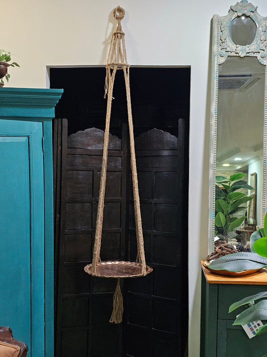 Macrame Hanger with Copper Plate