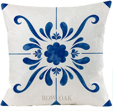 Load image into Gallery viewer, Blue Floral Geometric Cushions 3