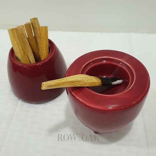 Bukhur Burner For Palo Santo Sticks - Maroon Ceramic