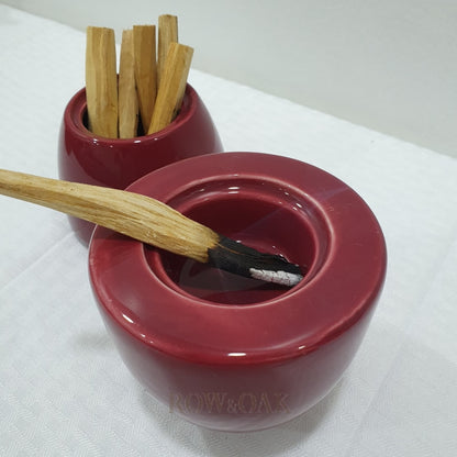 Bukhur Burner For Palo Santo Sticks - Maroon Ceramic