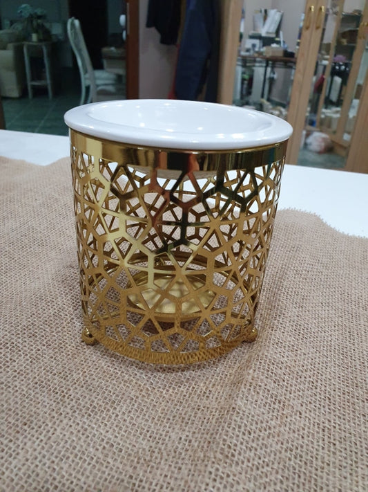 Burner For Candle Melts & Oil - Patterned Gold Metal