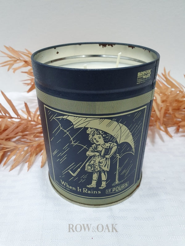Citron Candle - Vintage Mortons Salt Metal Container