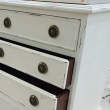 Load image into Gallery viewer, Distressed Cream 3-Drawer Bedside Table - Row & Oak