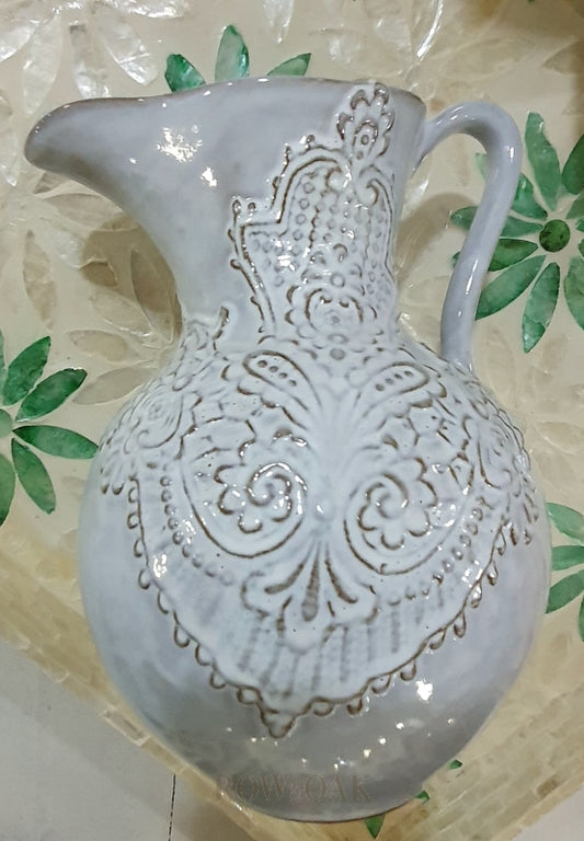 Distressed French Farmhouse Pitcher In Lavender