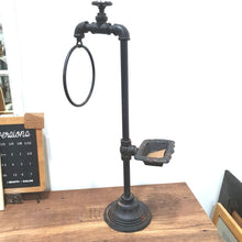 Load image into Gallery viewer, Distressed Iron Spigot Towel & Soap Holder