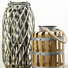 Load image into Gallery viewer, Distressed Tall Wooden Lattice Candle Holder - Row & Oak