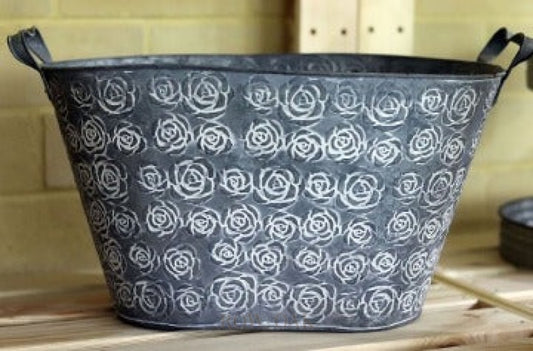 Floral-Imprint Metal Tub / Cooler - Row & Oak