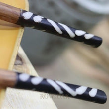 Load image into Gallery viewer, Hand-Carved Olive Wood Salad Spoon Set - Black