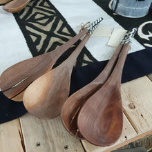 Load image into Gallery viewer, Hand-Carved Olive Wood Salad Spoon Set - Black