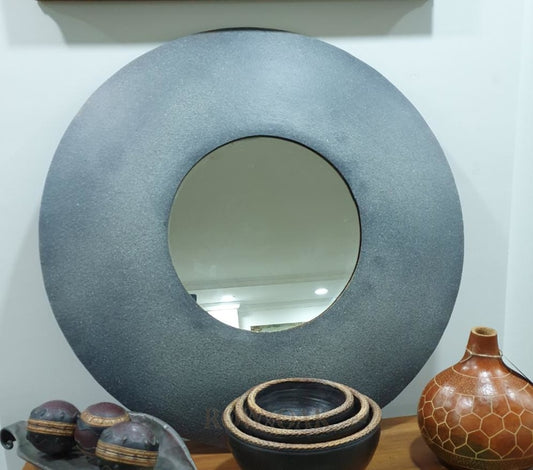 Huge Round Mirror With Stone Facade
