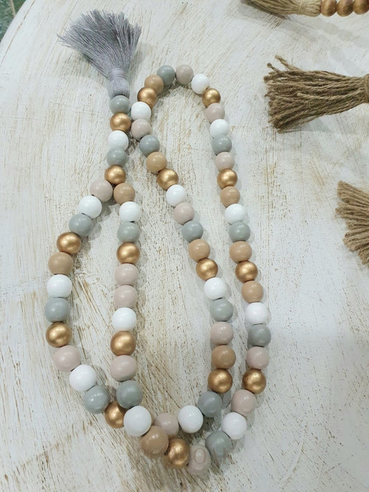 Loop Of Grey Taupe & Gold Beads