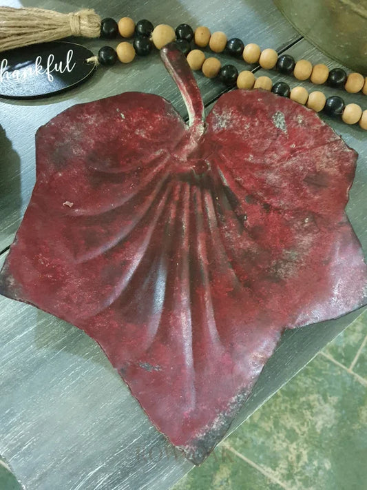 Rustic Metal Leaf Tray