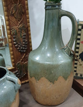 Load image into Gallery viewer, Sage Green Distressed Pottery Jar With Handle