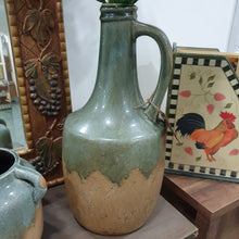 Load image into Gallery viewer, Sage Green Distressed Pottery Jar With Handle