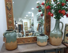 Load image into Gallery viewer, Sage Green Distressed Pottery Jar With Handle