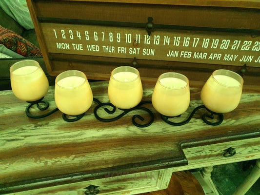 Set Of 5 Candles With Iron Stand