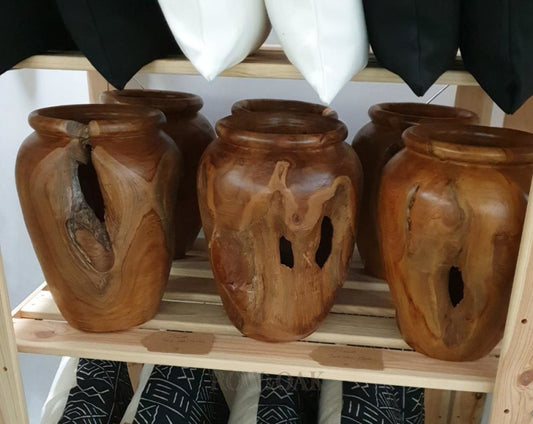 Teak Wood Vase - Medium