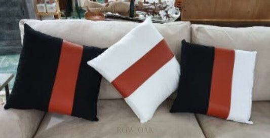 Vegan Leather-Banded Cushions