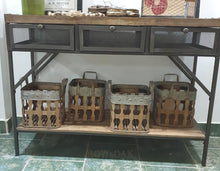 Load image into Gallery viewer, Wood & Metal 3-Drawer Console