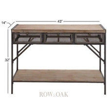 Load image into Gallery viewer, Wood & Metal 3-Drawer Console
