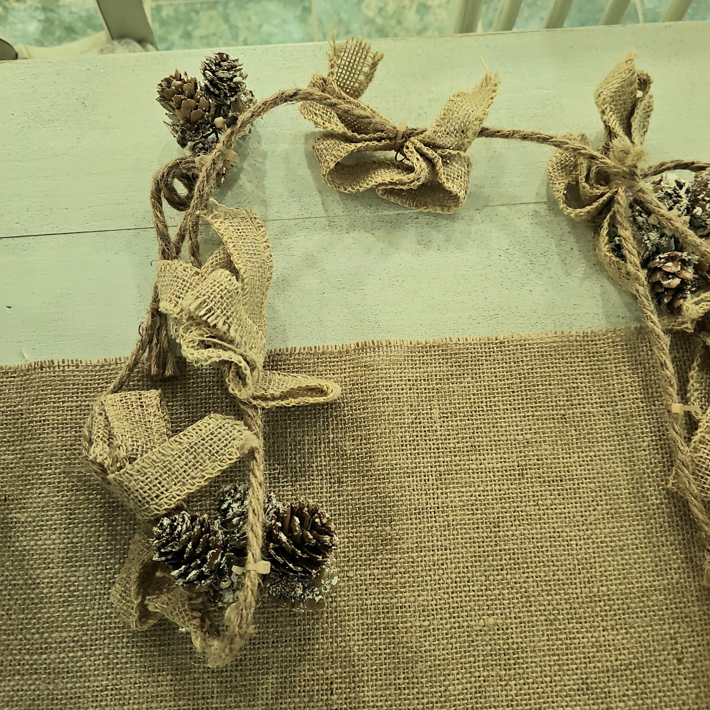 Pine Cone & Burlap Garland