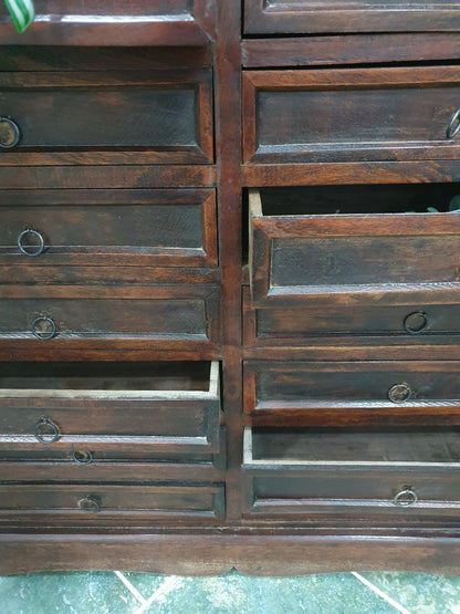 Rustic 16-Drawer Cabinet