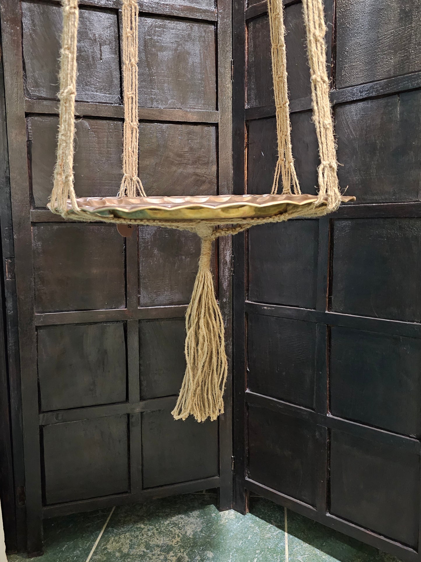 Macrame Hanger with Copper Plate