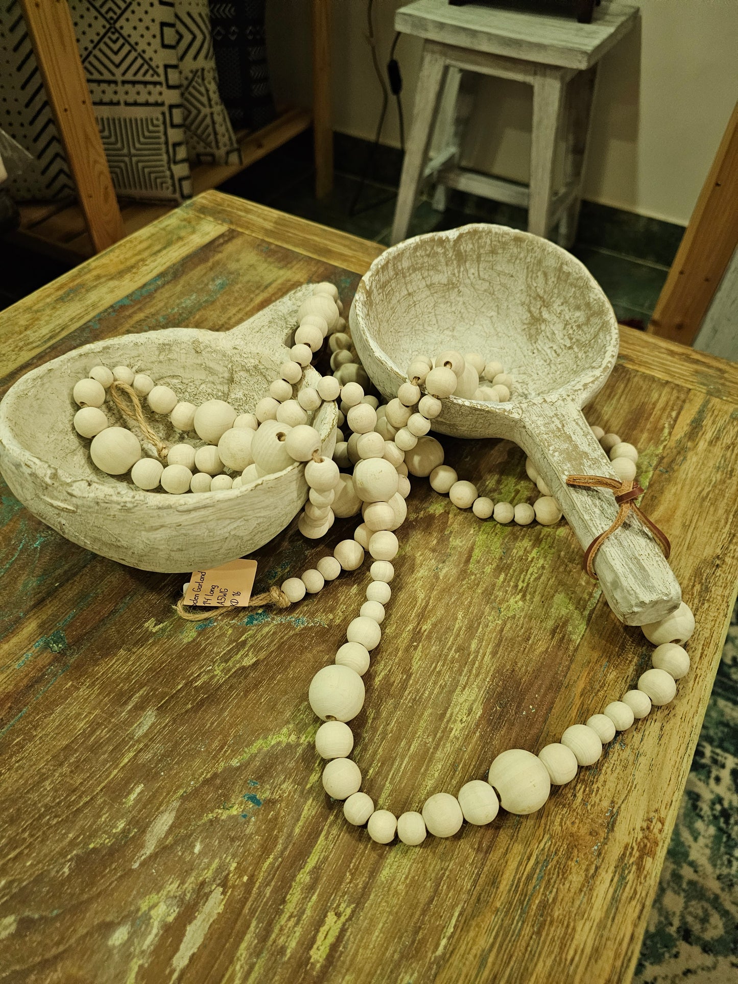 Vintage Whitewashed Distressed Ladle