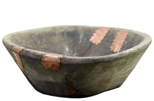 Antique HUGE Wooden Dough Bowl with Copper