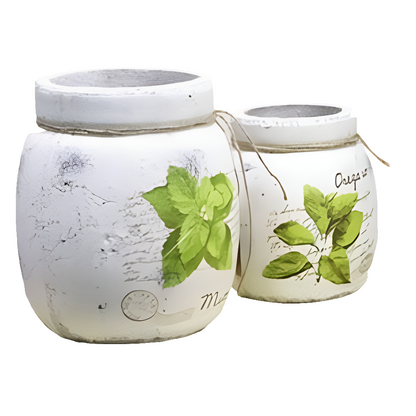 Distressed White Pottery - Mint