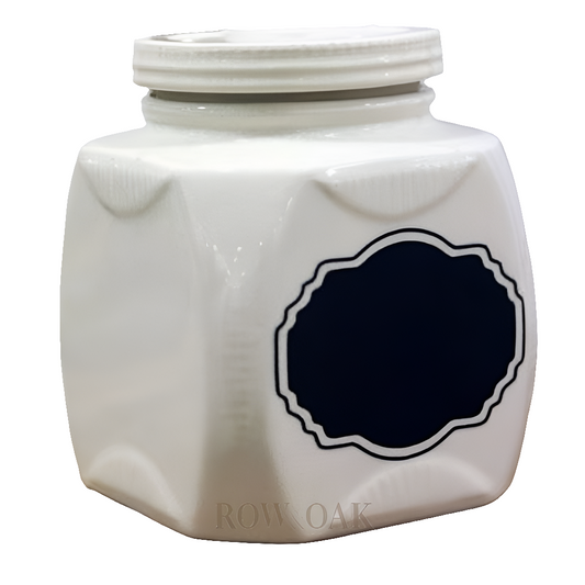 Lidded Cream Ceramic Canister - Chalkboard Tag