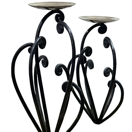 Iron Scroll Candle Holders - set of 2