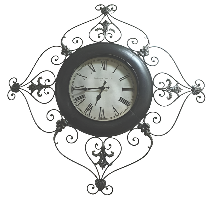 Vintage Wrought-Iron Wall Clock