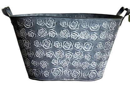 Floral-Imprint Metal Tub / Cooler