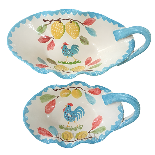 Italian Ceramic Rooster Serving Bowls - set of 2