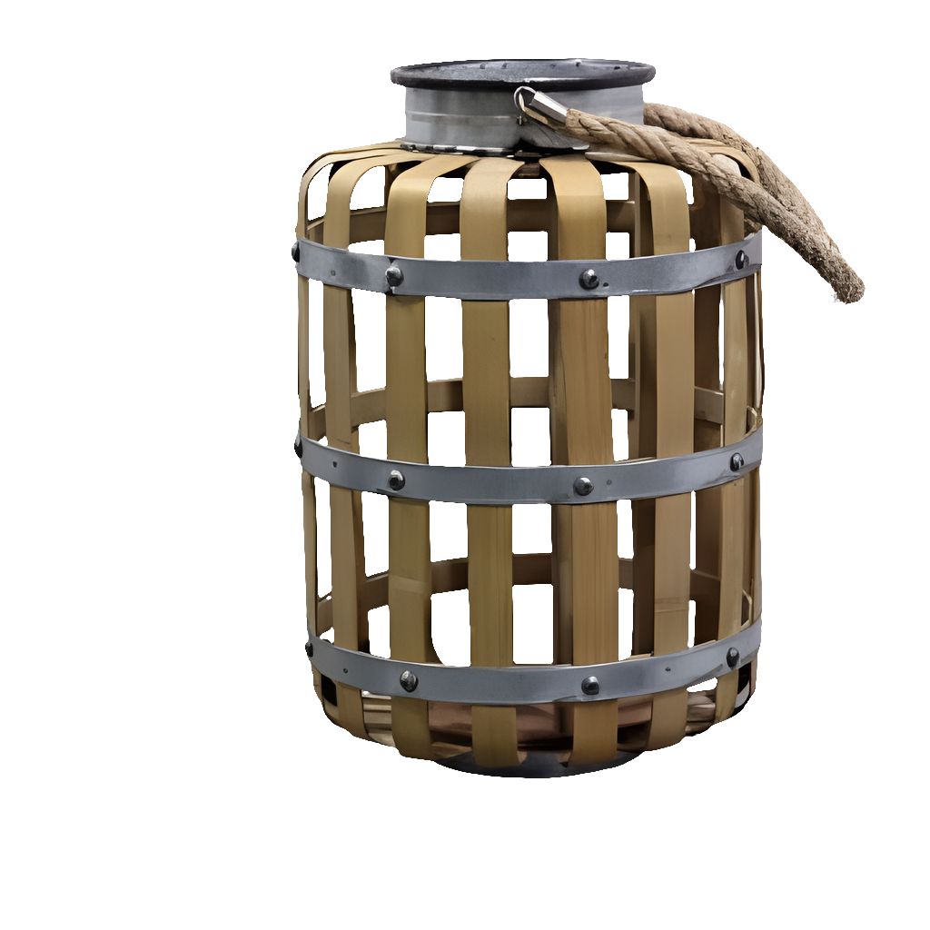 Metal and Wicker Candle Holder