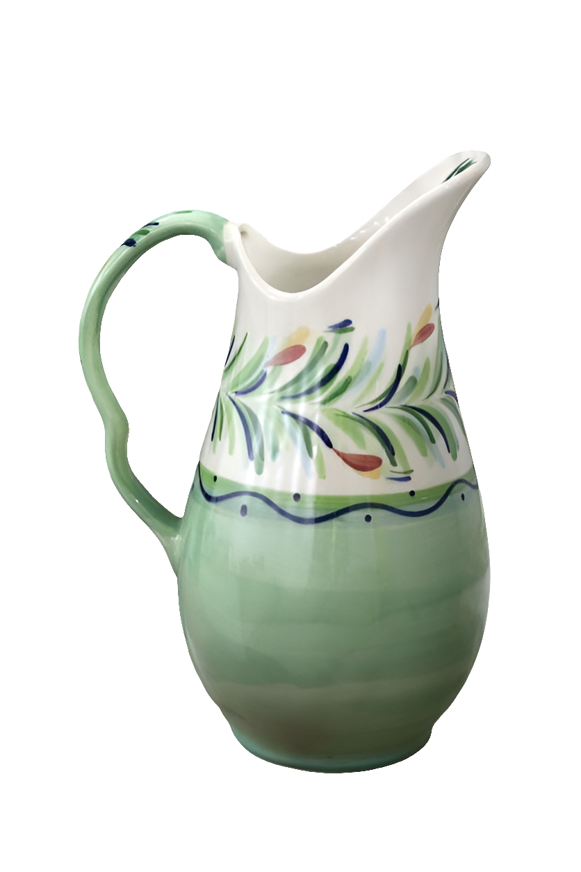 Tall Sage Green Leafy Pitcher