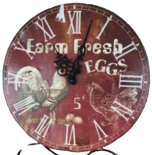 'Fresh Eggs' Metal Clock