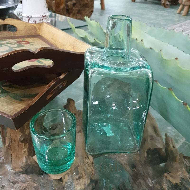 Bedside Water Carafe And Glass- Seagreen