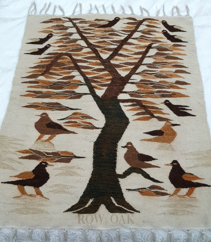 Birds In A Tree Wool Tapestry/Rug