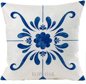 Blue Floral Geometric Cushions 3