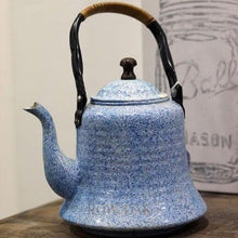 Load image into Gallery viewer, Blue Speckled Metal Tea Kettle - Row &amp; Oak