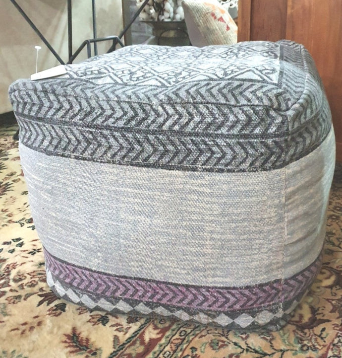 Boho Cotton Pouf - Grey