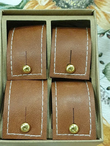 Brown Leather-Look Napkin Rings (4)