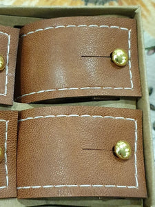 Brown Leather-Look Napkin Rings (4)