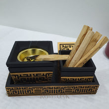 Load image into Gallery viewer, Bukhur Burner For Palo Santo Sticks - Black With Gold Trim