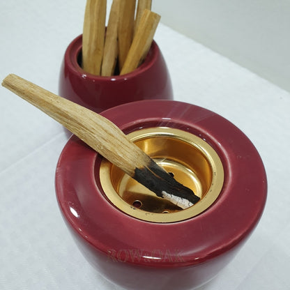 Bukhur Burner For Palo Santo Sticks - Maroon Ceramic