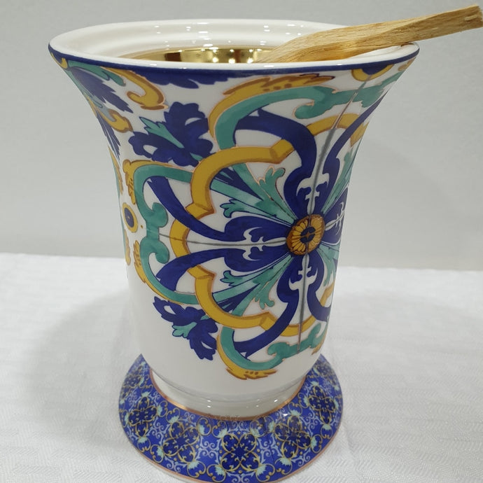 Bukhur Burner For Palo Santo Sticks - Sicilian Print With Lid