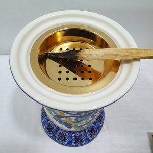 Bukhur Burner For Palo Santo Sticks - Sicilian Print With Lid