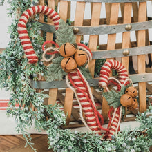 Load image into Gallery viewer, Candy Cane With Bells &amp; Greenery